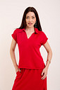 Conjunto com Blusa Gola e Saia em Tricot - Vermelho