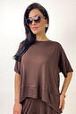Conjunto com Blusa e Calça Oversized - Marrom