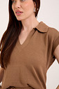 Conjunto com Blusa Gola e Saia em Tricot - Chocolate