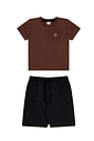 Conjunto infantil menino camiseta malha e bermuda recorte avesso moletinho Conjunto infantil menino camiseta malha e bermuda recorte avesso moletinho