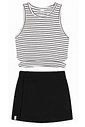 Conjunto juvenil menina com regata listrada e shorts saia Conjunto juvenil menina com regata listrada e shorts saia