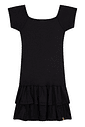 Vestido juvenil feminino de malha ribana com babado Vestido juvenil feminino de malha ribana com babado