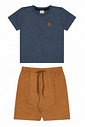 CJ.PP CAMISETA M/M C/ REF E TERMO E BERMUDA MOL C/ RECORTES E CORDÃO