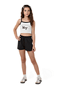 Conjunto juvenil feminino shorts e blusa cropped ribana verão
