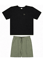 Conjunto juvenil masculino camiseta malha texturizada e bermuda moletinho Conjunto juvenil masculino camiseta malha texturizada e bermuda moletinho