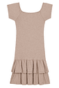 Vestido juvenil feminino de malha ribana com babado Vestido juvenil feminino de malha ribana com babado