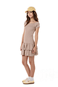 Vestido juvenil feminino de malha ribana com babado Vestido juvenil feminino de malha ribana com babado