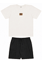 Conjunto juvenil masculino camiseta malha texturizada e bermuda  moletinho recorte
