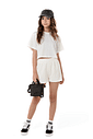 Conjunto juvenil feminino shorts e blusa cropped em malha anarruga Conjunto juvenil feminino shorts e blusa cropped em malha anarruga