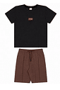 Conjunto infantil verão menino camiseta malha texturizada e bermuda  moletinho