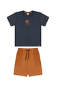 Conjunto infantil menino camiseta malha texturizada e bermuda moletinho Conjunto infantil menino camiseta malha texturizada e bermuda moletinho