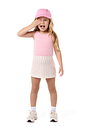 Conjunto Infantil menina verão regata lisa e short saia listrada Conjunto Infantil menina verão regata lisa e short saia listrada