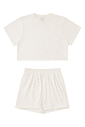 Conjunto juvenil feminino shorts e blusa cropped em malha anarruga Conjunto juvenil feminino shorts e blusa cropped em malha anarruga