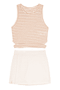 Conjunto juvenil menina com regata listrada e shorts saia Conjunto juvenil menina com regata listrada e shorts saia