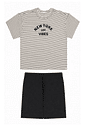 Conjunto juvenil menina blusa listrada e bermuda malha darling Conjunto juvenil menina blusa listrada e bermuda malha darling