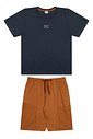 Conjunto juvenil masculino camiseta malha texturizada e bermuda moletinho recorte Conjunto juvenil masculino camiseta malha texturizada e bermuda moletinho recorte