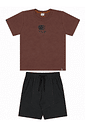 Conjunto infantil menino camiseta malha texturizada e bermuda moletinho Conjunto infantil menino camiseta malha texturizada e bermuda moletinho