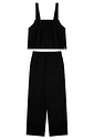Conjunto juvenil feminino calça e blusa cropped em malha anarruga verão Conjunto juvenil feminino calça e blusa cropped em malha anarruga verão