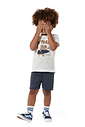 Conjunto infantil menino camiseta malha e bermuda recorte moletinho