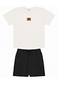 Conjunto juvenil masculino camiseta malha texturizada e bermuda moletinho recorte Conjunto juvenil masculino camiseta malha texturizada e bermuda moletinho recorte