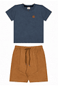 Conjunto infantil menino camiseta malha e bermuda recorte avesso moletinho Conjunto infantil menino camiseta malha e bermuda recorte avesso moletinho