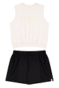 Conjunto juvenil menina ribana malha e shorts moletinho