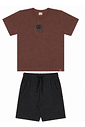 CJ.INF CAMISETA M/M C/ REF. E BERMUDA MOL C/ RECORTES E CORDÃO