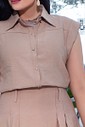 Conjunto Saia Midi E Blusa Com Botões Conjunto Saia Midi E Blusa Com Botões