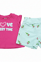 CONJ DUDUKA FEM ROSA E SHORT VERDE FLORES P