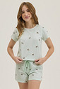 Pijama Feminino Infantil Manga Curta Com Shorts Pijama Feminino Infantil Manga Curta Com Shorts