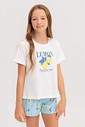 Pijama Infantil Feminino Manga Curta Com Shorts