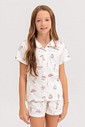 Pijama Infantil Feminino Manga Curta Americano Com Shorts
