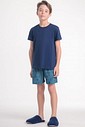 Pijama Masculino Infantil Manga Curta Com Bermuda