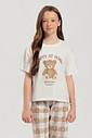 Pijama Feminino Infantil Manga Curta Com Calça