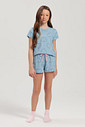 Pijama Feminino Infantil Manga Curta Com Shorts