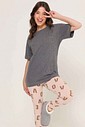 Pijama Manga Curta Com Legging Feminino