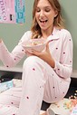 Pijama Feminino Manga Longa Americano Com Calça