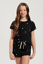 Pijama Feminino Infantil Manga Curta Com Shorts