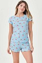 Pijama Feminino Manga Curta Com Shorts