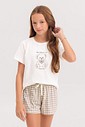 Pijama Infantil Feminino Manga Curta Com Shorts