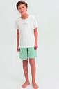 Pijama Masculino Infantil Manga Curta Com Bermuda