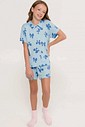 Pijama Feminino Infantil Manga Curta Americano com Shorts