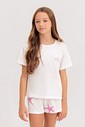 Pijama Infantil Feminino Manga Curta Com Shorts