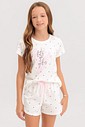 Pijama Infantil Feminino Manga Curta Com Shorts