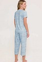 Pijama Feminino Manga Curta Com Calça Midi