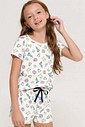 Pijama Feminino Infantil Manga Curta com Shorts