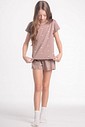 Pijama Infantil Feminino Manga Curta Com Shorts