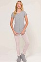 Pijama Manga Curta De Abertura Com Legging Feminino