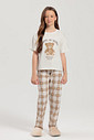 Pijama Feminino Infantil Manga Curta Com Calça