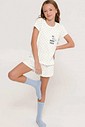 Pijama Feminino Infantil Manga Curta com Shorts